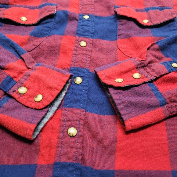 Jachs Girlfriend Flannel Shirt Bea Womens XXL Snap Button Roll Tab Sleeve Plaid - Picture 9 of 15